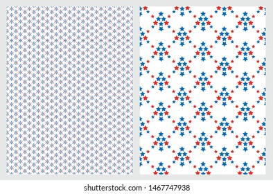Red and blue stars seamless pattern. USA flag background for gift wrapping paper, fabric print, fourth july card design. 