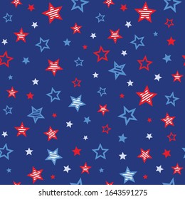 Red and Blue Stars United States seamless pattern designs