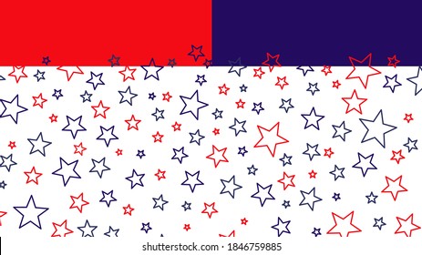 Red and blue stars USA flag concept on white background. Patriotic theme vector desig, red and blue colors star pattern. Independence, election day, July 4th United States of America decoration vector