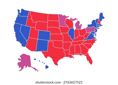 Red and blue states map. Electoral map vector