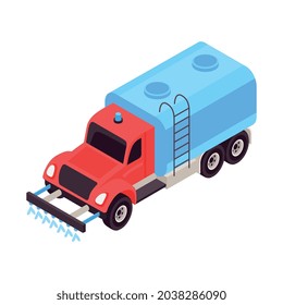 Icono isométrico de la maquina de flusher callejero rojo y azul en el fondo blanco Ilustración vectorial 3d