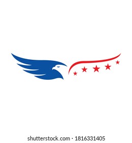 Red Blue Strip And Stars Us USA Flag American Eagle Head Logo Vector Design Concept Illustrations