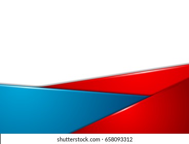 Red and blue stripes corporate abstract background. Glossy vector design