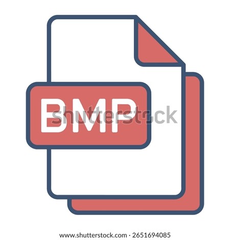 Red and blue stylized icon depicting a BMP file format with a folded page corner effect. Clean lines and flat color palette.