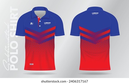 red and blue sublimation polo sport jersey mockup template design