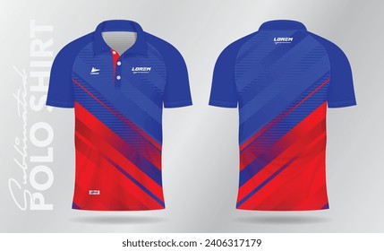 red and blue sublimation polo sport jersey mockup template design