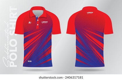 red and blue sublimation polo sport jersey mockup template design