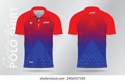 red and blue sublimation polo sport jersey mockup template design