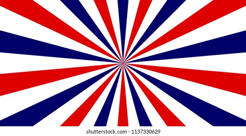 Red And Blue Sunburst Pattern Abstract Background. Ray. Radial. Celebration Event & Sport Backdrop. American, Russia, France, United kingdom, Czech, Chile flag color concept. Vector