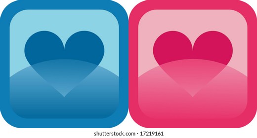 Red and blue symbol hearts