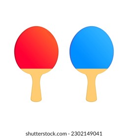 Ilustración de vectores aislados de raquetas de tenis de mesa roja azul