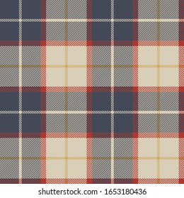 Red blue tartan fabric texture seamless pattern. Vector illustration.