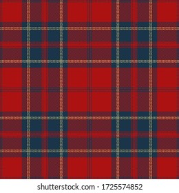 Red and blue tartan plaid design. Scottish textile pattern blend.