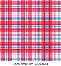 Red and blue tartan. Seamless pattern. Vector background