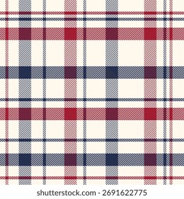 Patrón de repetición textil a cuadros sin costura de Vector tartán azul rojo.