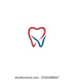 A red and blue tooth icon, symbolizing dental care and health