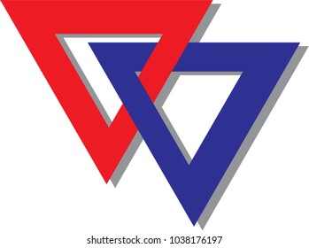 Red and blue triangle company logo