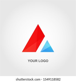 red blue triangle logo vector template