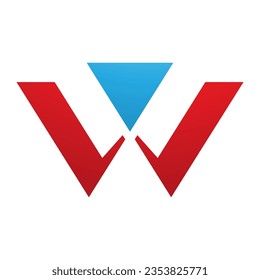 Red and Blue Triangle Shaped Letter W Icon on a White Background