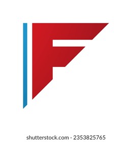 Rot und Blau dreieckiger Buchstabe F Symbol auf weißem Hintergrund