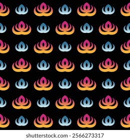 Red and blue tribal fire seamless pattern in gradient style