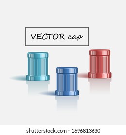 
Red blue turquoise vector ribbed cap for test tube and any pharmaceutical bottles.