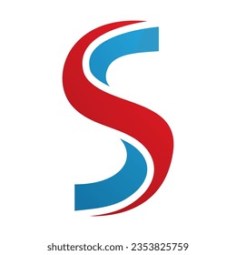 Red and Blue Twisted Shaped Letter S Icon on a White Background
