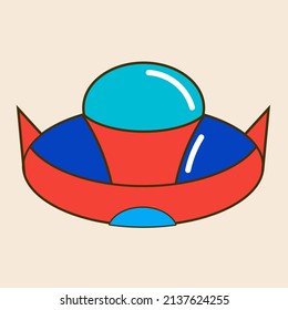 red blue ufo cartoon illustration doodle