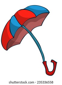 Red and Blue Umbrella, Vector illustration isolated on White Background, outlines available on Separate Layer. 