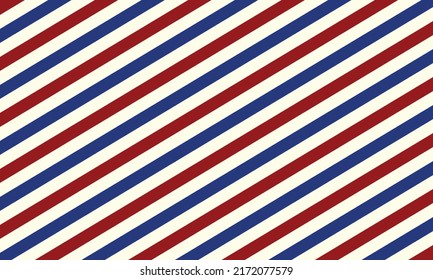 Red And Blue Usa Diagonal Lines Seamless Pattern Abstract. Barbershop Vintage Texture. EPS 10 Vector
