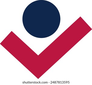 Red and blue V vote check person single flat icon editable EPS vector transparent background