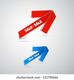 Red and Blue Vector Arrows Isolated on Grey Background 