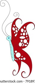 Red and blue vector butterfly