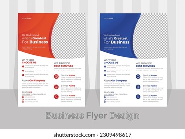 Red and Blue vector corporate business  flyer layout design template