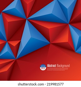 Red and blue vector geometric background. Can be used in cover design, book design, website background, CD cover, advertising. 