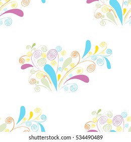 Red and Blue Vector illustration of seamless pattern with abstract flowers.Floral background