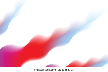 Red and blue vector mesh gradient within white background. Liquid shapes decoration.