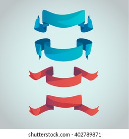 red and blue vector ribbons