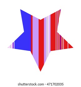 Red And Blue Vector Striped Star Logo Template Isolated On White Background