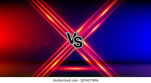 Red blue versus gaming background design. Fight night. Versus battle. VS for sports and fight competition.