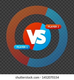 Red and Blue Versus Sign on a Transparent Background Symbol for Competition, Battle or Challenge. Vector illustration