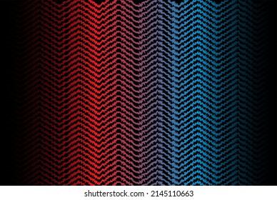 Red and blue vibratory lines on black ground, electricity and sound waves concept, minimal abstract background, geometric line pattern backdrop