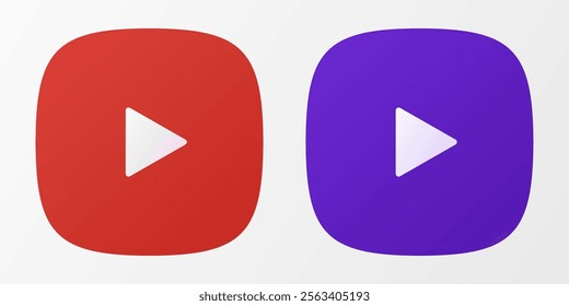 Red and blue video app icons. Play buttons