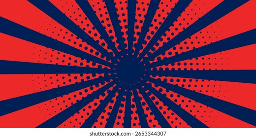 Red and Blue vintage sunburst starburst background