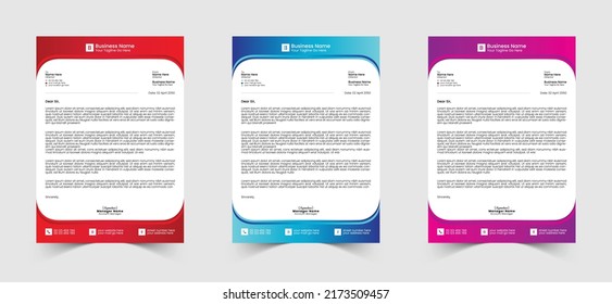 Red, Blue And Violet Corporate Or Business Letterhead Template Design, Brand Identity, Join Letter, Company Profile With Creative, Eye Catching, Professional, Modern And Abstract Vector A4 Size Layout