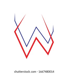red blue w design vector