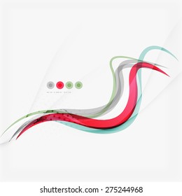 Red and blue wave lines, abstract background, business corporate template