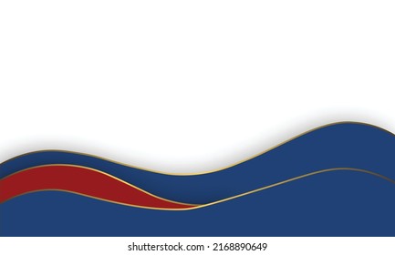 red blue Waving National flag. Modern unusual shape. Design template for decoration of flyer and card, poster, banner and logo. Isolated illustration
