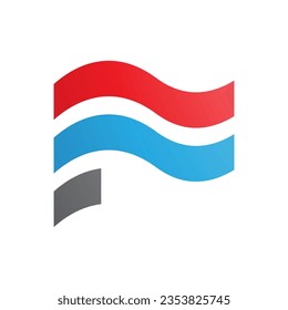Red and Blue Wavy Flag Shaped Letter F Icon on a White Background
