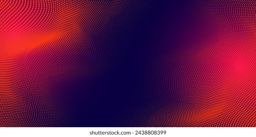 red and blue wavy halftone background. Dots pop art sport style vector illustration.